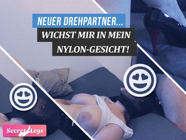 Neuer Drehpartner wichst mir in mein Nylon-Gesicht