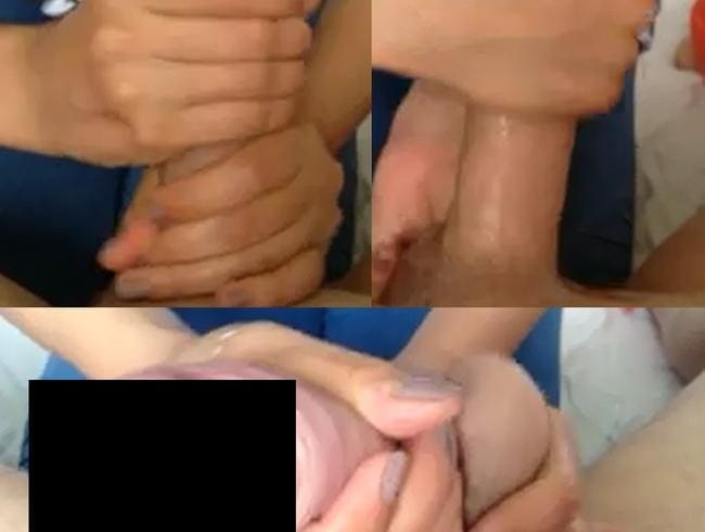 Amateur handjob with cum