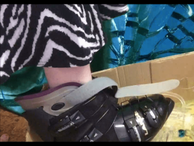 Ski Boots Smashing Box Of Glasses Crush BBW Curvy Foot Fetish