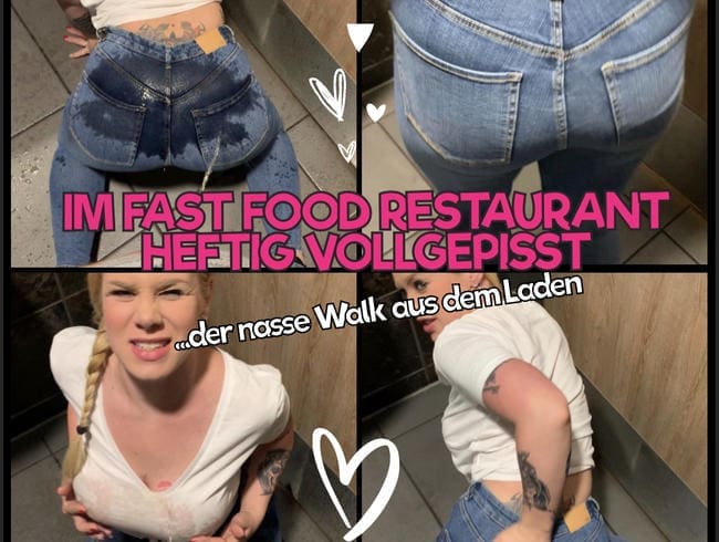 Im Fast Food Restaurant heftig vollgepisst - der nasse Walk aus dem Laden