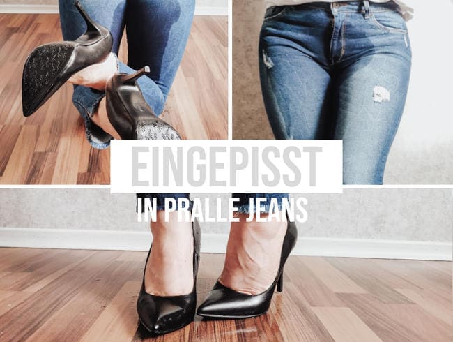 In pralle  Jeans eingepisst